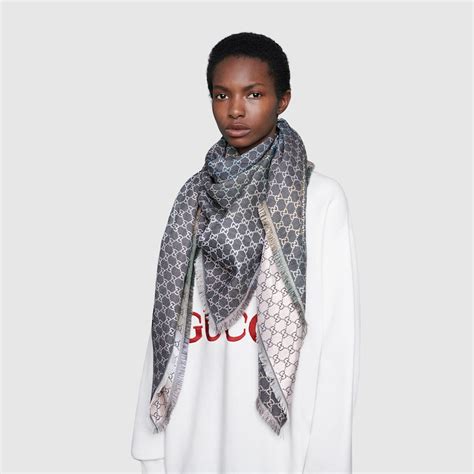 gucci gg schal|Grey GG Jacquard Shawl .